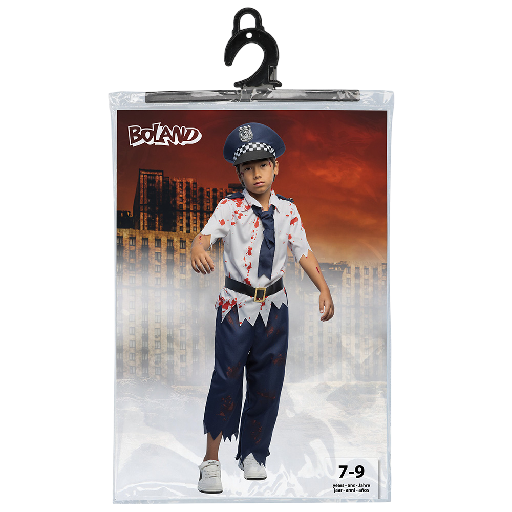 Zombie Police Officer Fancy Dress Costume for Children Aged 7–9 – Halloween