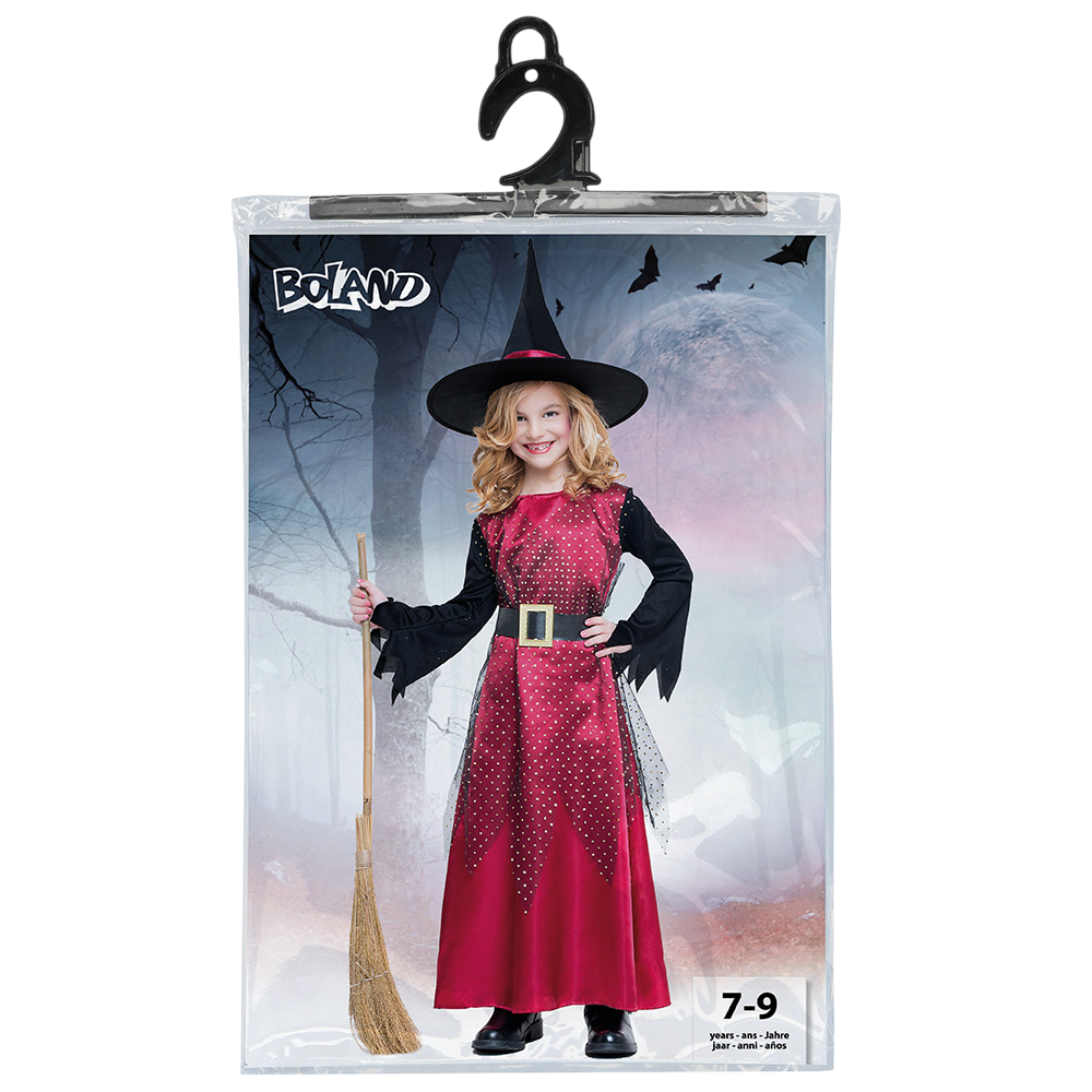Red Witch Costume for Girls Aged 7–9 – Halloween