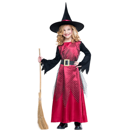 Red Witch Costume for Girls Aged 7–9 – Halloween