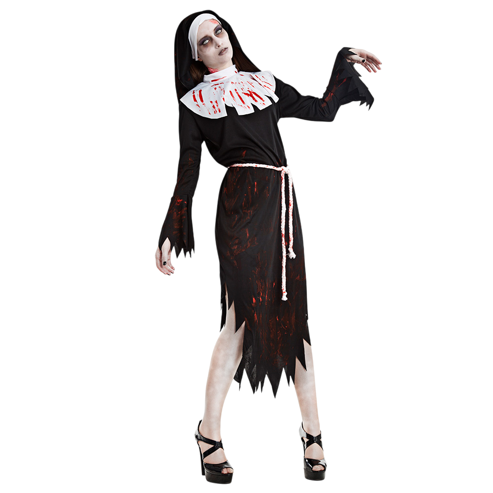 Women’s Zombie Nun Fancy Dress, M/L – Halloween