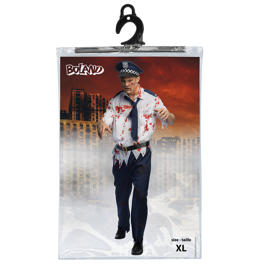 Men’s XL Zombie Police Officer Fancy Dress – Halloween