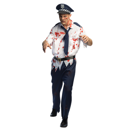 Men’s XL Zombie Police Officer Fancy Dress – Halloween