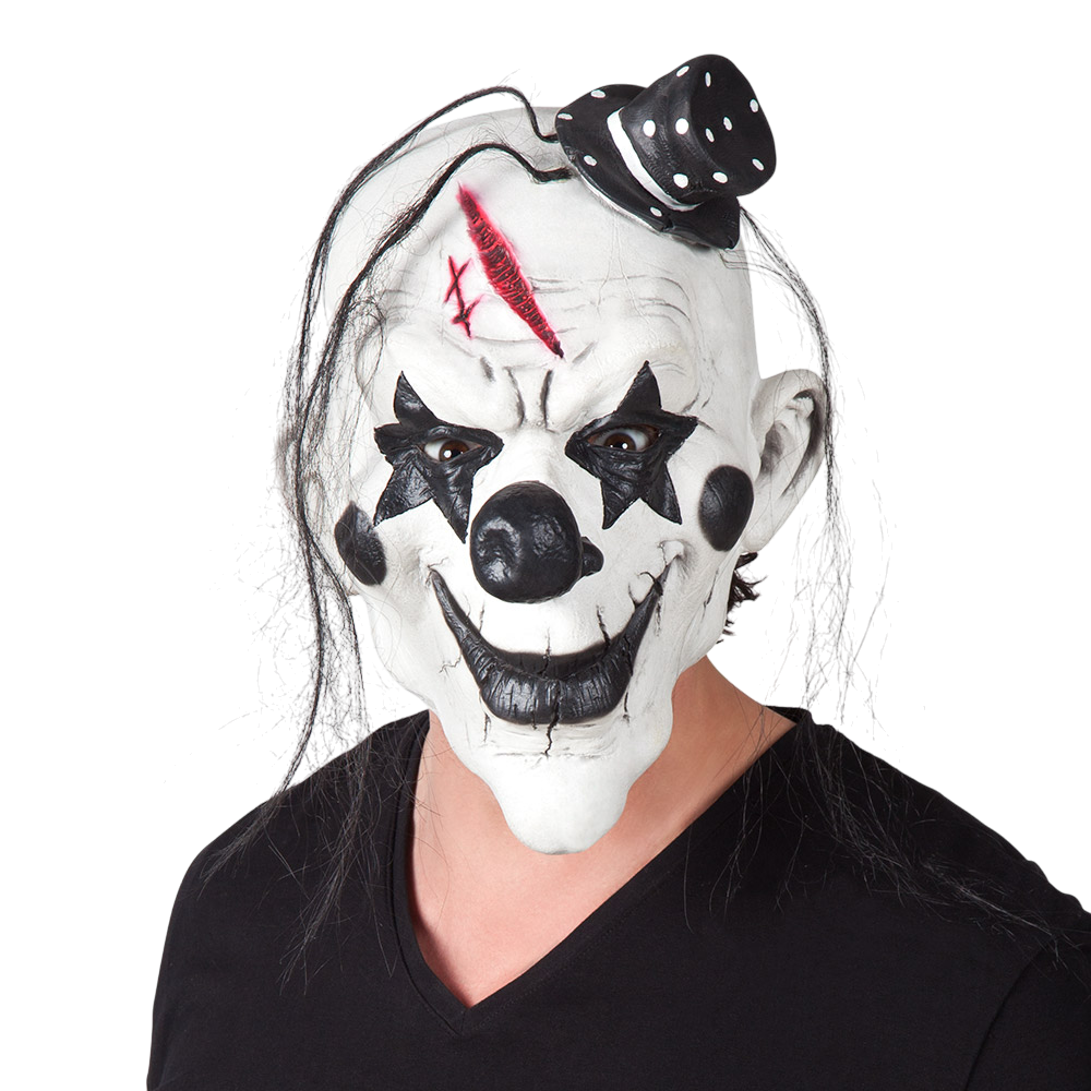 Psycho Clown Latex Mask with Hair – Halloween
