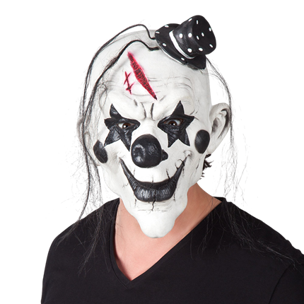 Psycho Clown Latex Mask with Hair – Halloween