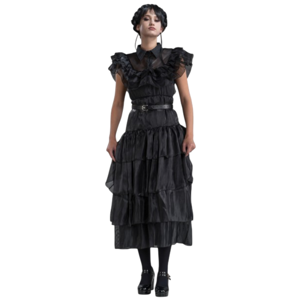 Black Wednesday Addams Two-Piece Ball Gown, Size S – Women’s Fancy Dress