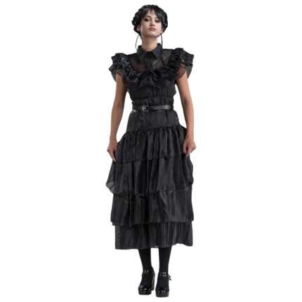 Black Wednesday Addams Two-Piece Ball Gown, Size M – Women’s Fancy Dress