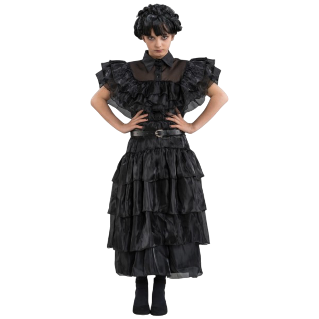 Wednesday Addams Black Ball Gown, 128 cm – Children’s Fancy Dress Costume