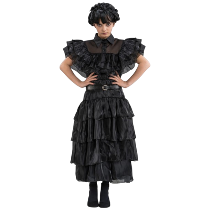 Wednesday Addams Black Ball Gown, 128 cm – Children’s Fancy Dress Costume