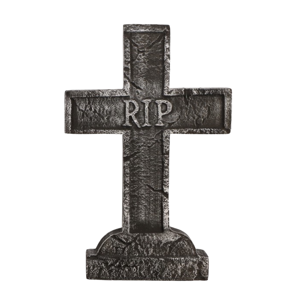 58 cm Grave Stone with Cross and ‘RIP’ – Halloween Decoration