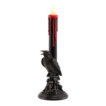 Black Raven LED Candle Holder, 45.5 cm – Halloween Decor