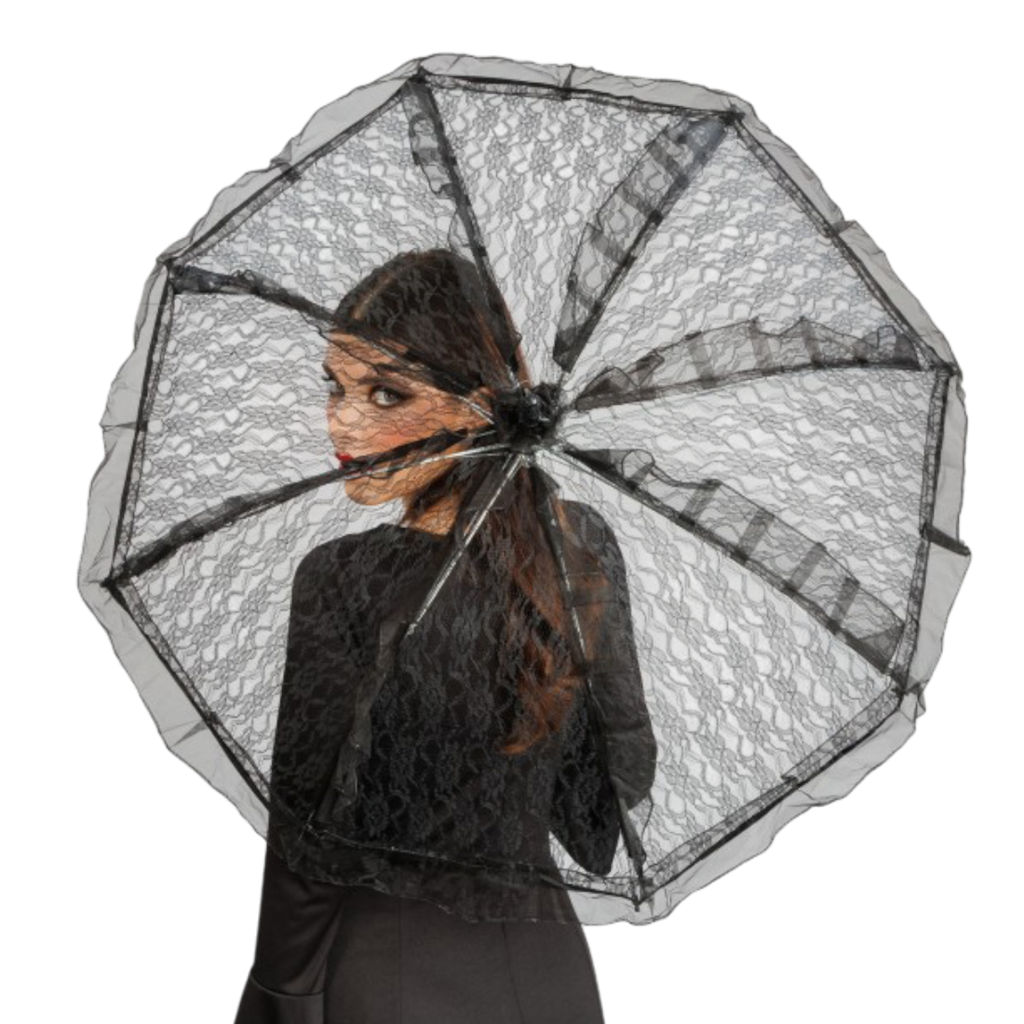Black Lace Parasol, Ø 90 cm – Fancy Dress Accessory