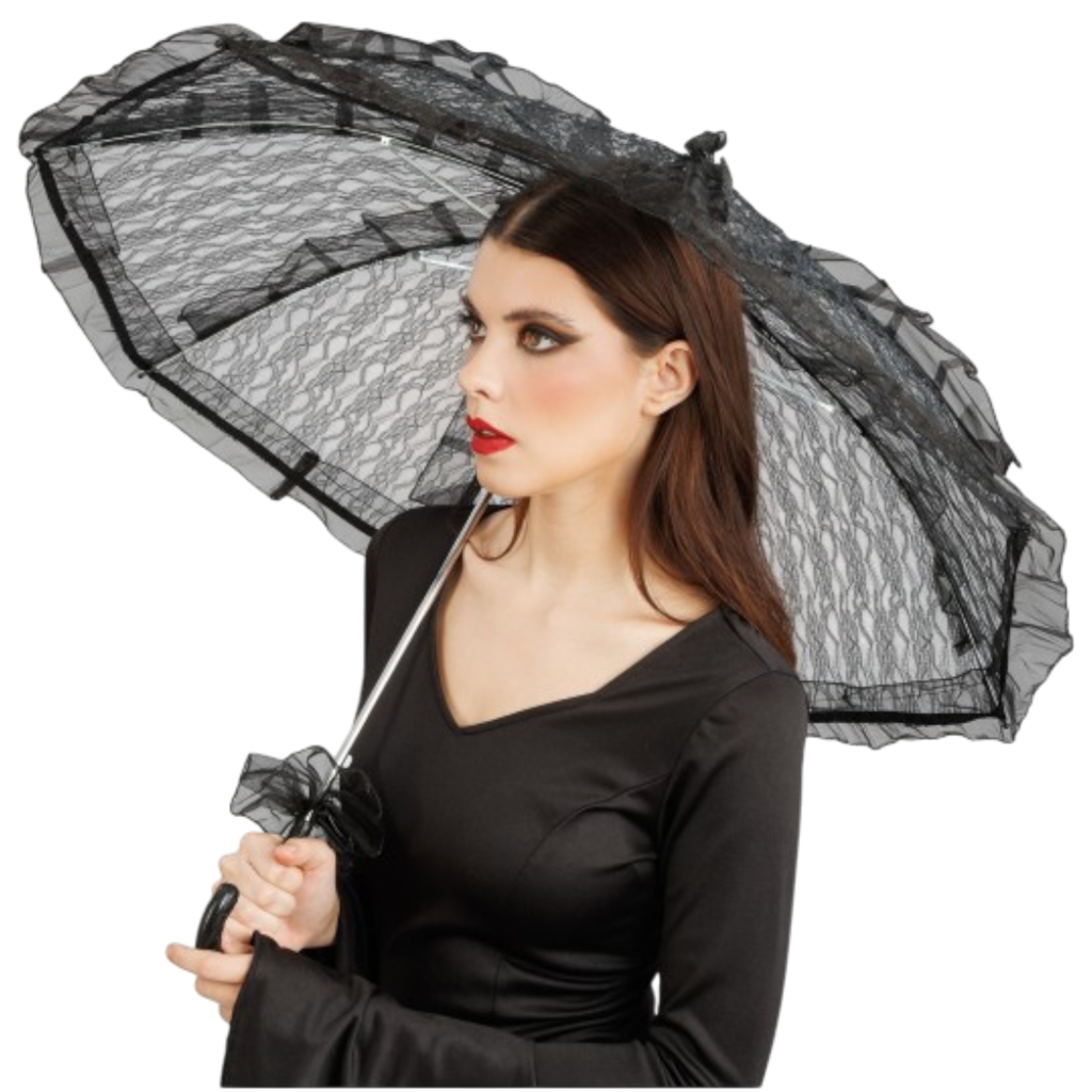 Black Lace Parasol, Ø 90 cm – Fancy Dress Accessory