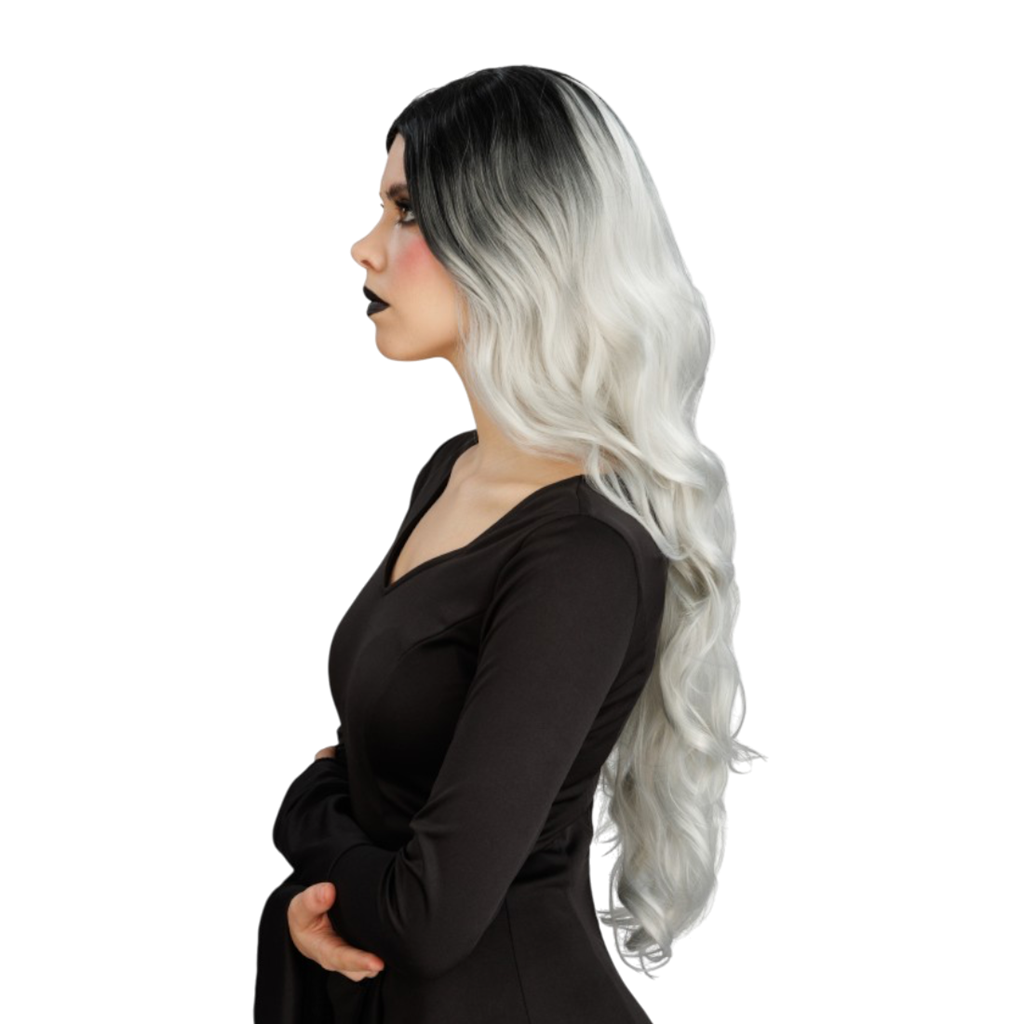 Glamorous Grey Ombre Witch Wig, 65 cm – Halloween