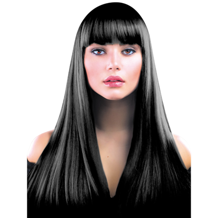 Lola Black Long, Straight Wig with Fringe – Fancy dress