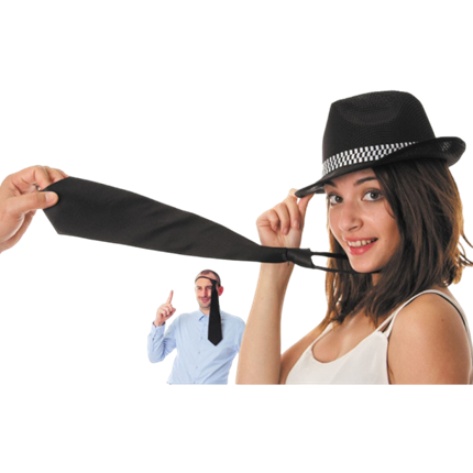 Black Satin Tie with Zip – Fancy Dress Accessory