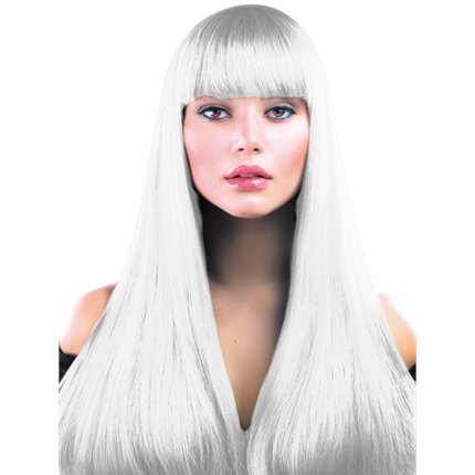 Lola: Long, Straight White Wig with Fringe – Fancy dress