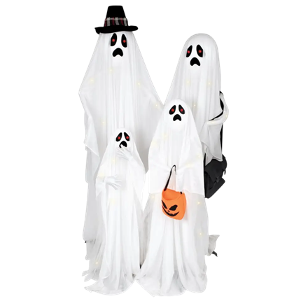 Set of 4 Glowing and Sounding Ghosts, 160 cm – Halloween Decorations