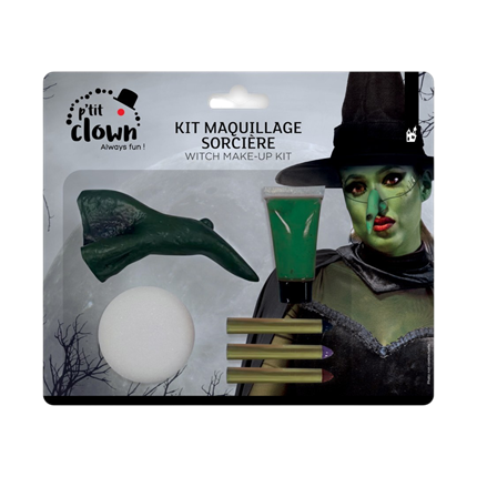 Witch Make-up Kit with Fake Nose – Halloween