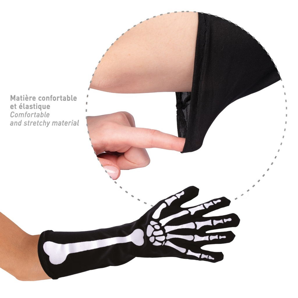 37 cm Skeleton Long Gloves – Halloween Costume Accessory