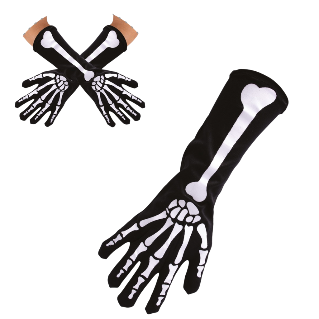 37 cm Skeleton Long Gloves – Halloween Costume Accessory