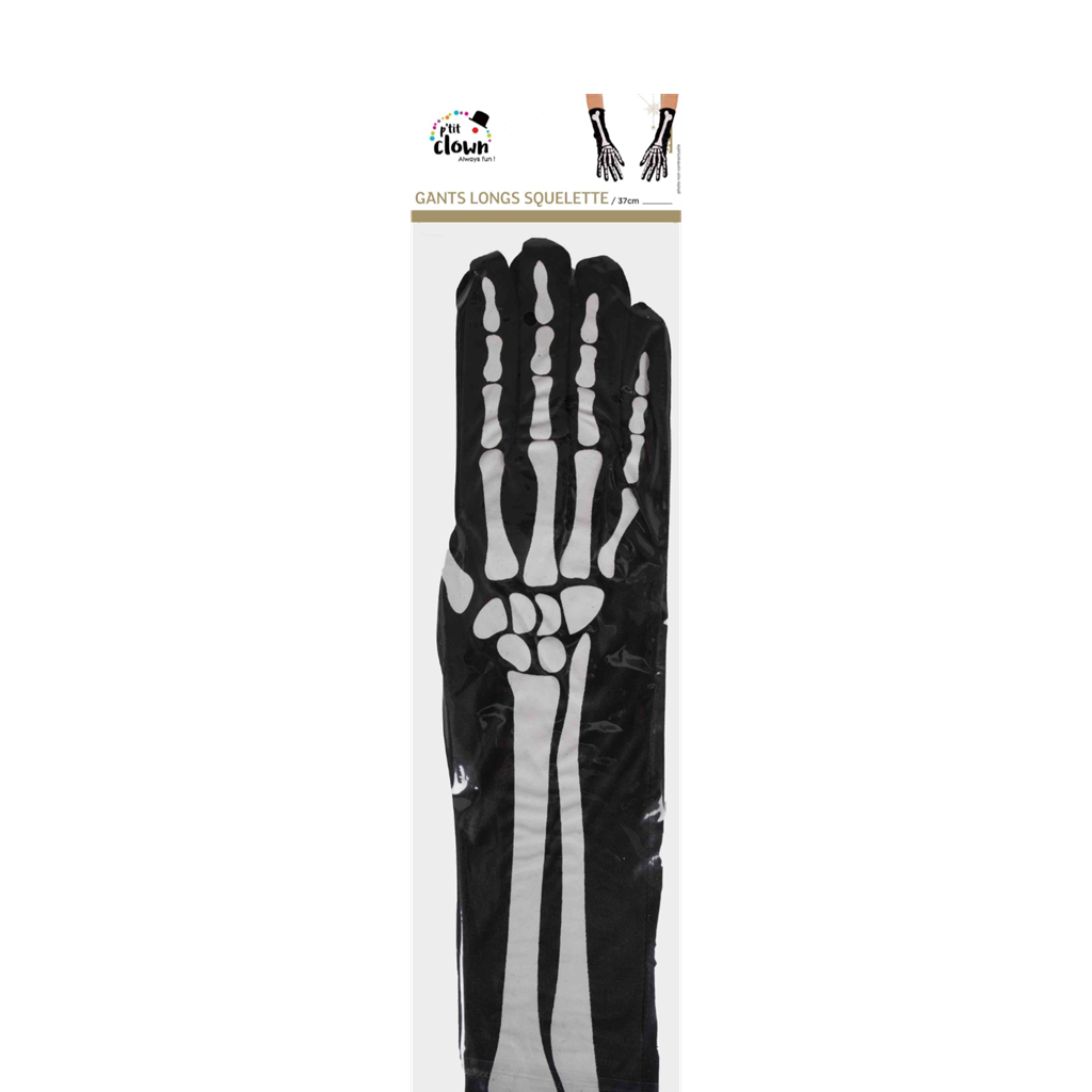 37 cm Skeleton Long Gloves – Halloween Costume Accessory