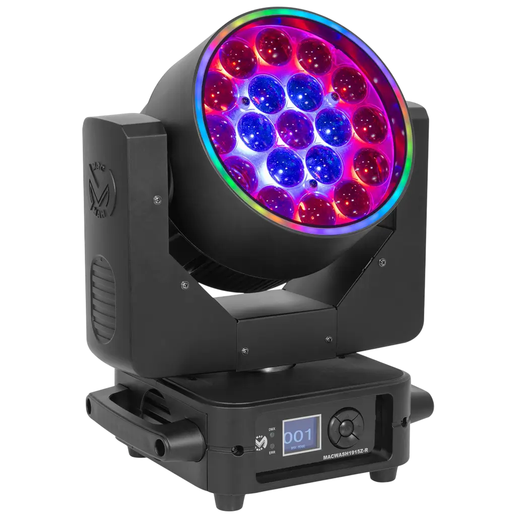19 × 15 W RGBW LED Lyre Wash with motorised zoom – Mac Mah