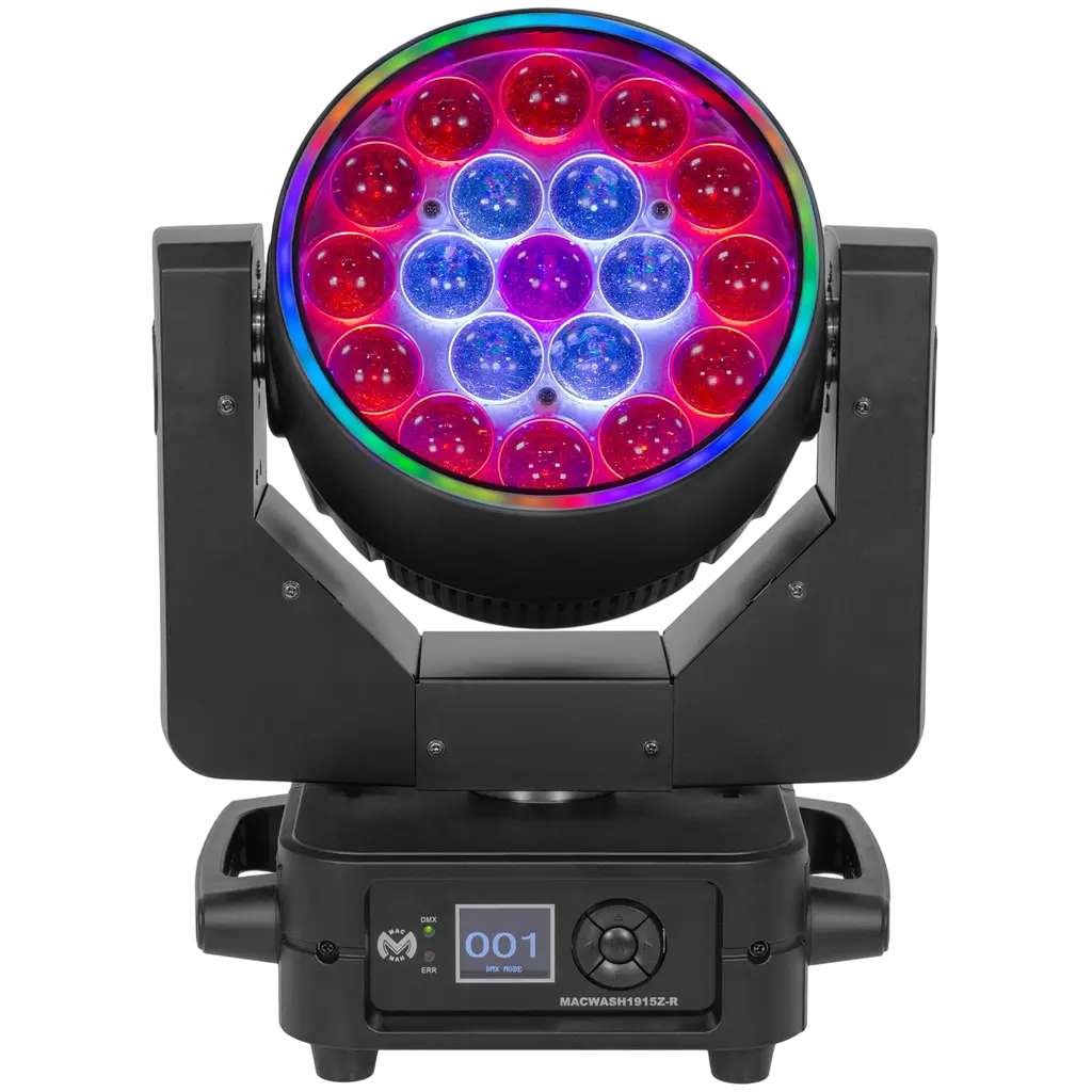 19 × 15 W RGBW LED Lyre Wash with motorised zoom – Mac Mah