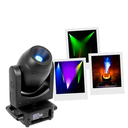 200 W LED spot lyre with gobos, 6-facet prism and motorised focus – Mac Mah