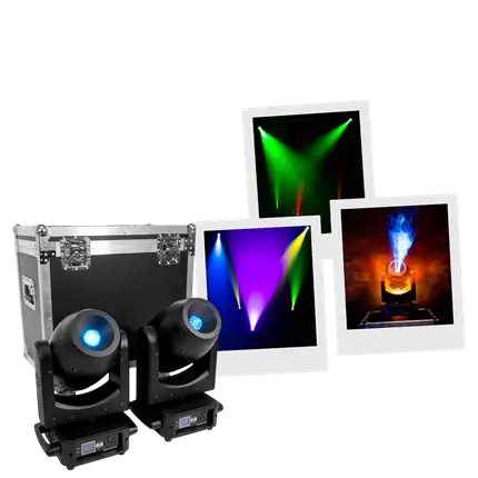 Set of 2 x 200 W LED spotlights with flight case – Mac Mah