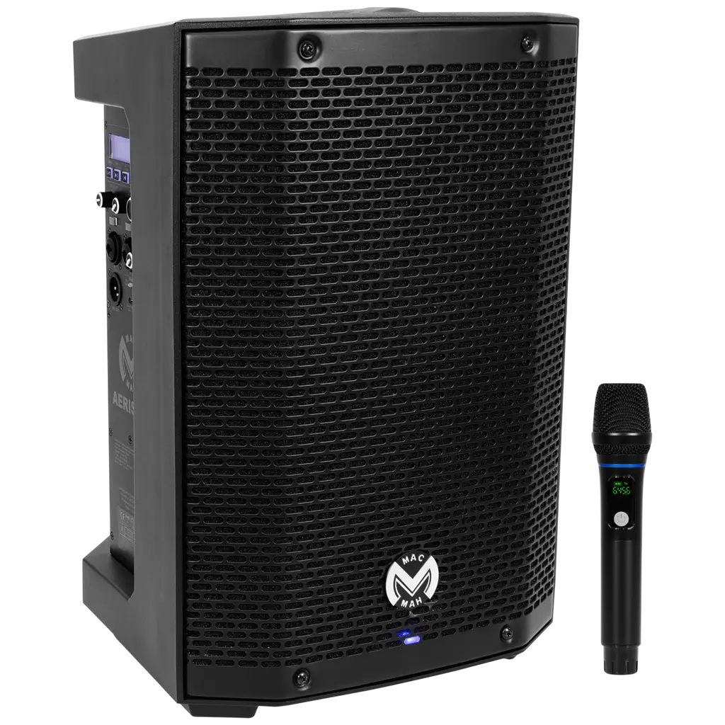 150 W RMS 8" portable battery-powered amplified speaker with UHF microphone – Mac Mah