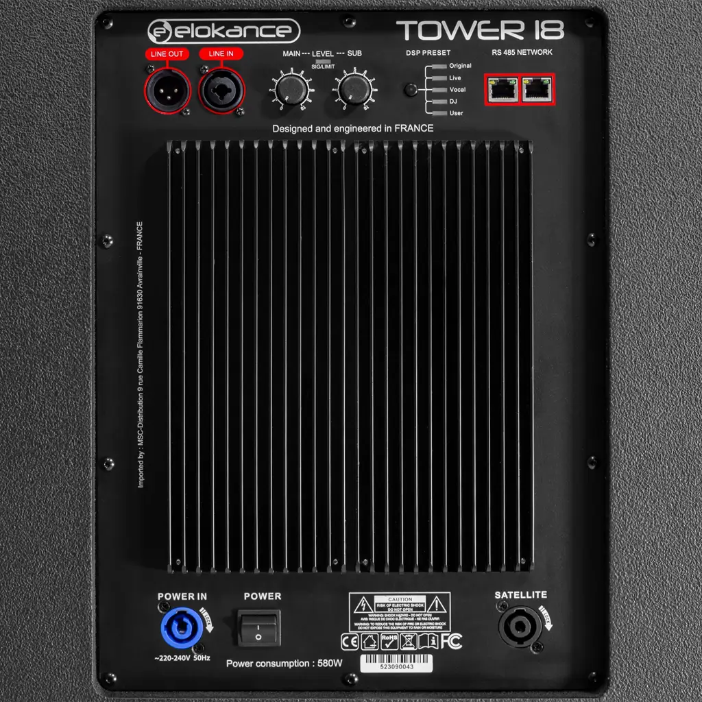 1700 W RMS 3-way active column system with 18" subwoofer – Elokance