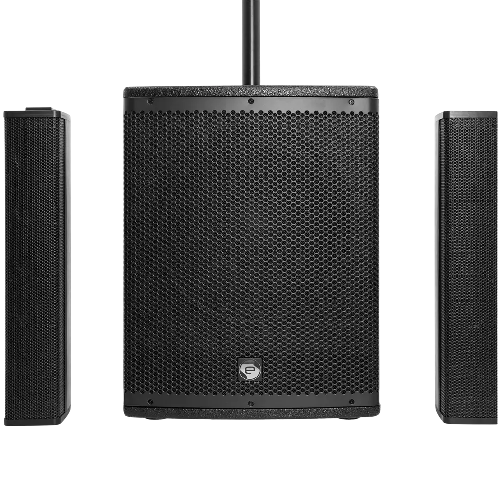 800 W RMS 2-way active column system with 12" subwoofer – Elokance