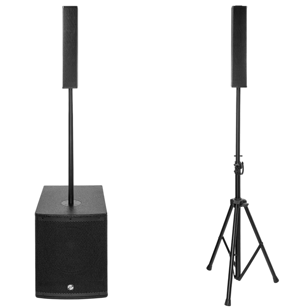 800 W RMS 2-way active column system with 12" subwoofer – Elokance
