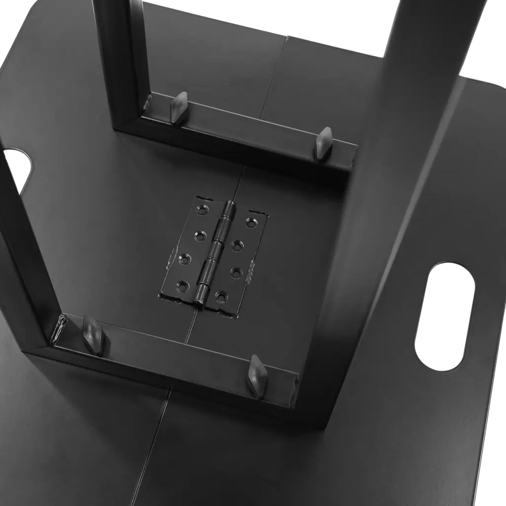 Set of 2 extendable totems (106–195 cm) with black Lycra covers and flight case – Plugger