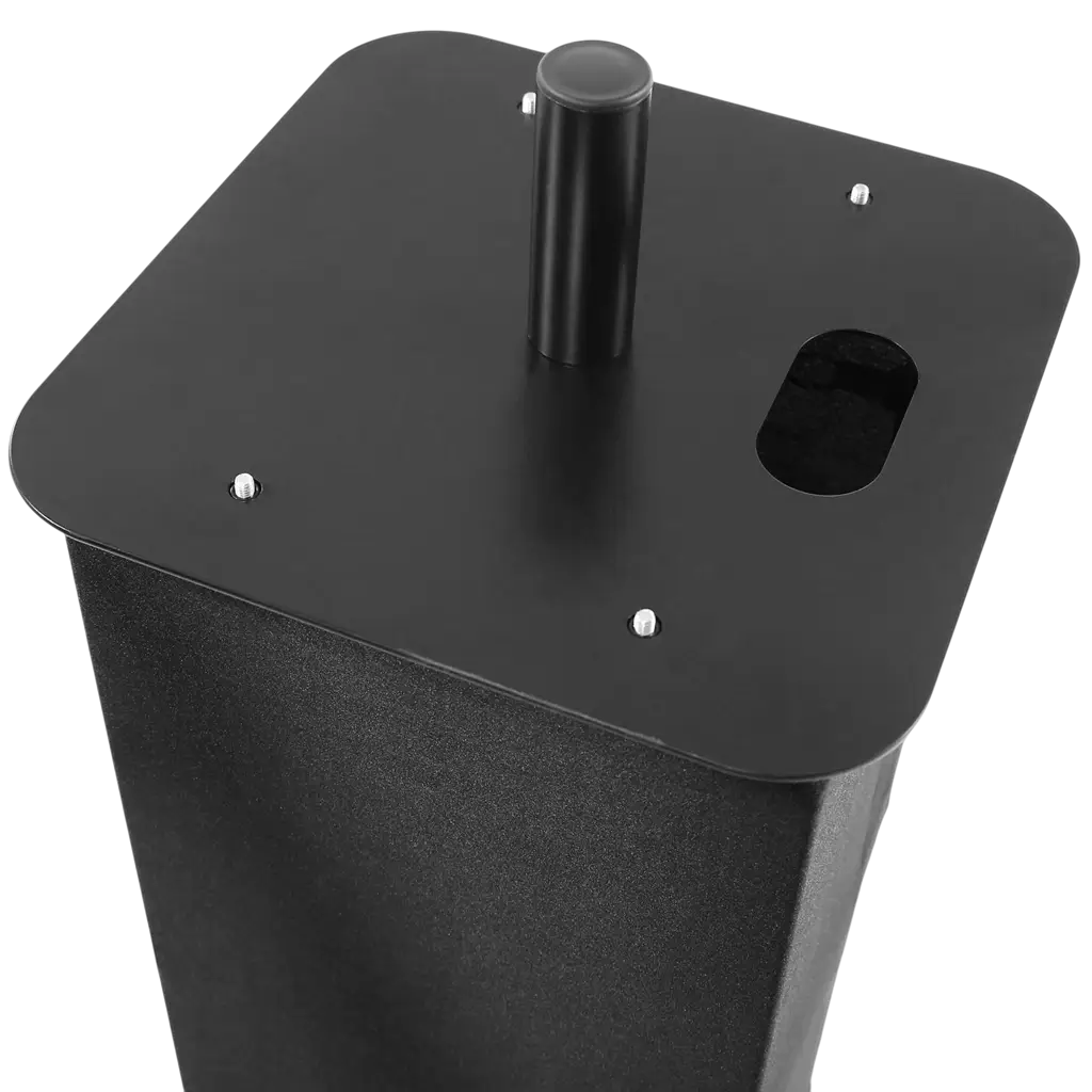 Set of 2 extendable totems (106–195 cm) with black Lycra covers and flight case – Plugger