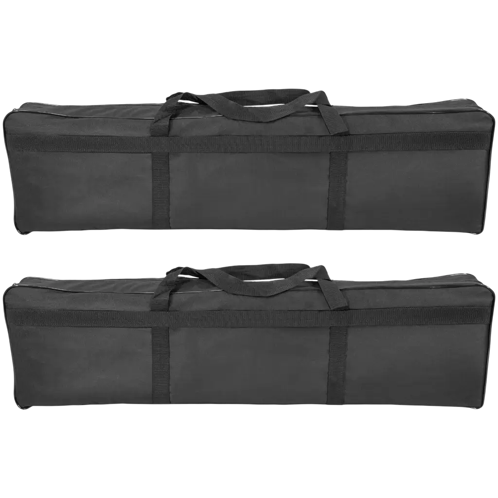 Set of 2 extendable totems (106–195 cm) with white Lycra covers and flight case – Plugger