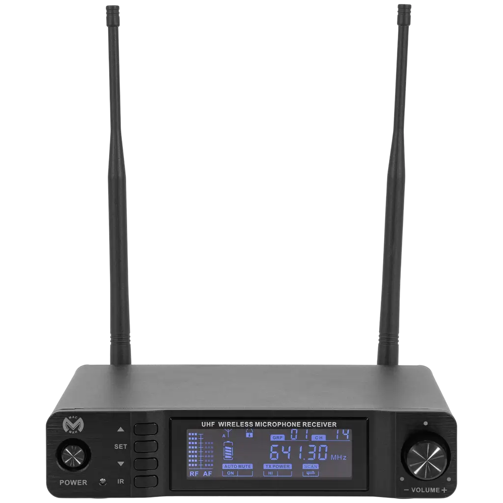 UHF wireless cardioid True Diversity microphone with receiver – Mac Mah