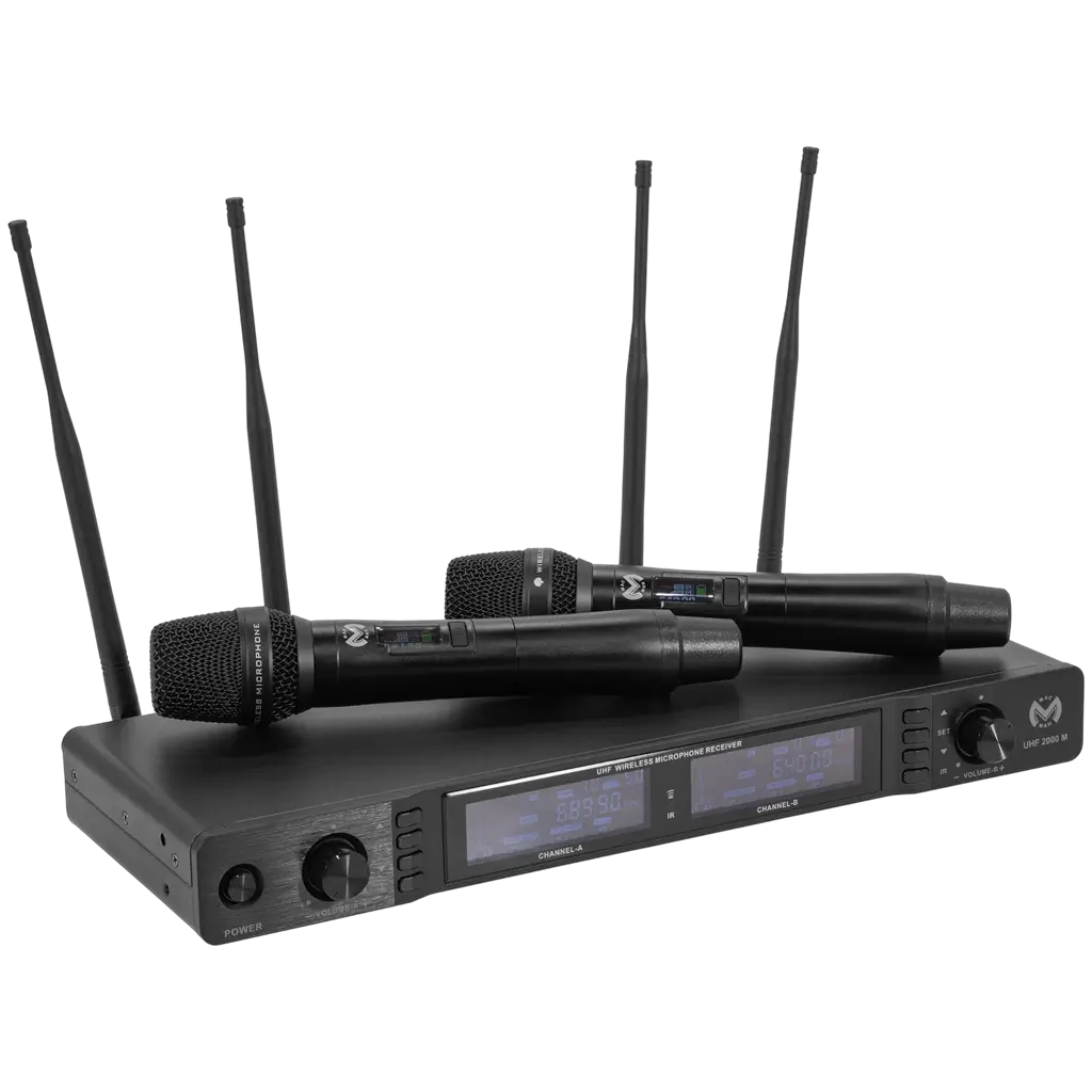 True Diversity UHF wireless dual-microphone system with cardioid polar pattern and receiver – Mac Mah