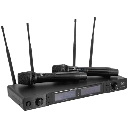 True Diversity UHF wireless dual-microphone system with cardioid polar pattern and receiver – Mac Mah