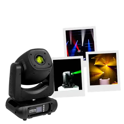 High-brightness 200 W LED spot light with gobos and motorised focus – Evolite
